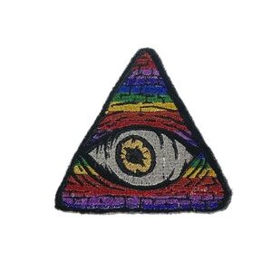 Dandy Flower Trash Clown-Core Artist Made Metallic Eyelluminati Iron On Patch